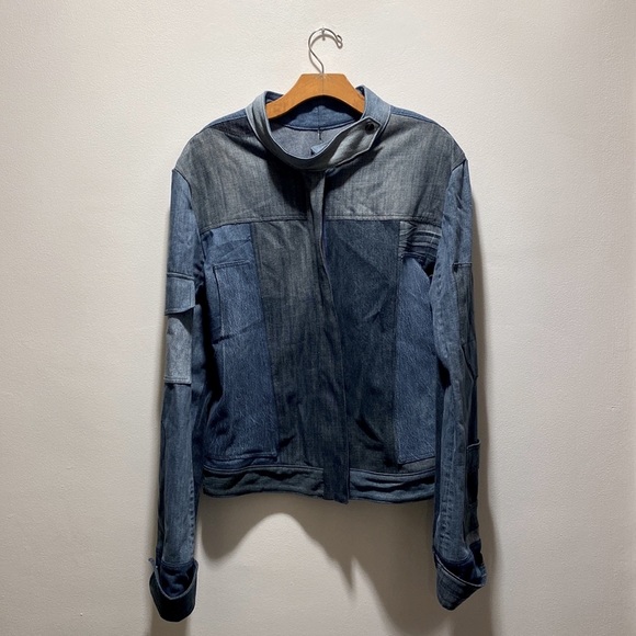 Vintage denim patchwork utility trucker cargo jacket large men’s distressed 1of1 - Picture 1 of 9